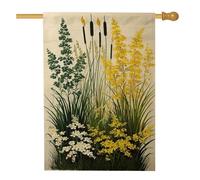 Bandiera da giardino floreale primaverile ed estiva, bandiera gialla con fiori selvatici, decorazione per cortile, bandiera a doppia faccia in iuta per esterni, decorazione per prato 71 x 101 cm