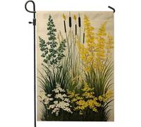 Bandiera da giardino floreale primaverile ed estiva, bandiera gialla con fiori selvatici e erba, bandiera decorativa da giardino su entrambi i lati, 30,5 x 45,7 cm
