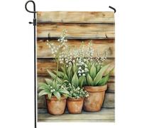 Bandiera da giardino floreale primaverile ed estiva, con fiori di giglio bianco, decorazione per la casa e il giardino, bandiera da giardino in iuta su entrambi i lati, decorazione per esterni, 30,5 x