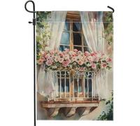Bandiera da giardino floreale primaverile ed estiva, con fiori di pesco, decorazione per la casa e il giardino, bandiera stampata su entrambi i lati, decorazione per prato all'aperto, 30,5 x 45,7 cm