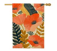 Bandiera da giardino floreale primaverile ed estiva, con foglie di papavero arancione, striscione decorativo per esterni, bandiera su entrambi i lati, per decorare il prato delle vacanze, 71 x 101 cm