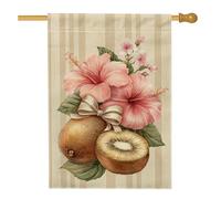 Bandiera da giardino floreale primaverile ed estiva, con frutti di ibisco di pesca, decorazione per la casa e il giardino, bandiera da giardino in iuta su entrambi i lati, decorazione per esterni, 71