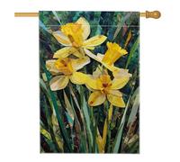 Bandiera da giardino floreale primaverile ed estiva, con narcisi gialli, decorazione per la casa e il giardino, decorazione per prato esterno su entrambi i lati, bandiera per feste di vacanza, 71 x