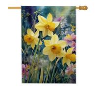Bandiera da giardino floreale primaverile ed estiva, con narcisi gialli, striscione per casa e giardino, decorazione per esterni su entrambi i lati, per vacanze e feste, 71 x 101 cm