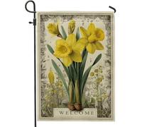 Bandiera da giardino floreale primaverile ed estiva, con narciso giallo, decorazione per la casa e il giardino, bandiera su entrambi i lati in iuta per cortile, festa di vacanza, decorazione per prato