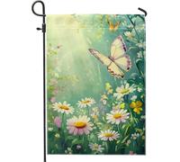 Bandiera da giardino floreale primaverile ed estiva, decorazione da giardino colorata a forma di margherita, decorazione da giardino su entrambi i lati, in iuta, per feste in casa, 30,5 x 45,7 cm