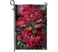 Bandiera da giardino floreale primaverile ed estiva, decorazione per la casa e il giardino, bandiera da giardino con peonia e pesca, bandiera da giardino su entrambi i lati, decorazione per esterni