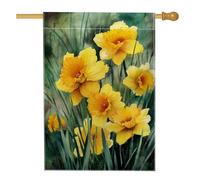 Bandiera da giardino floreale primaverile ed estiva, fiori di narciso gialli, decorazione per la casa e il giardino, striscione su entrambi i lati in iuta per esterni, vacanze, feste, decorazione per