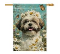 Bandiera da giardino floreale primaverile ed estiva, margherita e farfalla, decorazione per la casa e il giardino, in iuta su entrambi i lati, decorazione per prato all'aperto, 71 x 101 cm