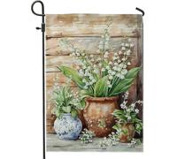 Bandiera da giardino floreale primaverile ed estiva, pianta di giglio bianco, decorazione per la casa e il giardino, bandiera da giardino in tessuto su entrambi i lati, decorazione per esterni, 30,5 x