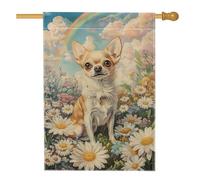 Bandiera da giardino floreale primaverile ed estiva, striscione colorato con margherita arcobaleno, decorazione per esterni, decorazione per cortile, decorazione per feste e celebrazioni, 71 x 101 cm