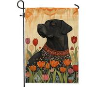 Bandiera da giardino floreale primaverile ed estiva, striscione decorativo con tulipani per cani da laboratorio, bandiera decorativa su entrambi i lati, in iuta, per feste, esterni, decorazione per