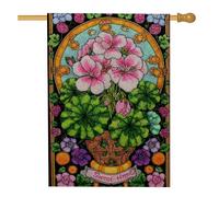 Bandiera da giardino floreale primaverile estate, gerani pesca e foglie verdi decorazione per la casa banner da giardino, bandiera da cortile in poliestere su entrambi i lati, decorazione per prato