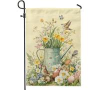 Bandiera da giardino floreale primaverile, fiori di narcisi gialli e uccelli, decorazione per esterni, bandiera da cortile su entrambi i lati per casa e giardino, decorazione per prato per feste e
