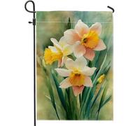 Bandiera da giardino floreale primaverile, fiori di narciso di pesca, decorazione per la casa e il giardino, bandiera da giardino su entrambi i lati, bandiera da cortile decorazione per esterni, 30,5