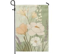 Bandiera da giardino floreale primaverile, fiori di peonia verde tenui decorazione botanica per la casa e il giardino, bandiera da giardino in iuta su entrambi i lati, decorazione per esterni, 30,5 x