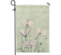 Bandiera da giardino floreale primaverile, morbido viola cosmo fiore decorazione per la casa, bandiera da giardino in iuta su entrambi i lati, decorazione per esterni, 30,5 x 45,7 cm