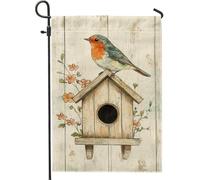 Bandiera da giardino floreale primaverile per uccelli con pettirosso, decorazione per la casa da cortile, decorazione per esterni su entrambi i lati per prato, stagione primaverile, 30,5 x 45,7 cm