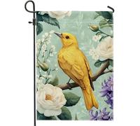 Bandiera da giardino floreale uccello giallo primavera estate bandiere colorate per la decorazione della casa del cortile, decorazione del prato esterno double face, perfetta per feste di vacanza 30,5