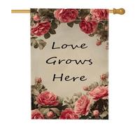 Bandiera da giardino floreale vintage primaverile ed estate, con rose di pesca, decorazione per esterni, striscione in iuta su entrambi i lati per casa e giardino, 71 x 101 cm
