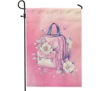Bandiera da giardino floreale, zaino da pesca con fiori, per decorazione esterna, bandiera da cortile double face, per primavera ed estate, decorazione per la casa, 30,5 x 45,7 cm