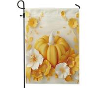 Bandiera da giardino floreale zucca autunnale raccolta fiori autunnali gialli, decorazione per la casa, bandiere da giardino, decorazione per prato double face, 30,5 x 45,7 cm