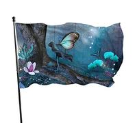 Bandiera da giardino Foresta incantata con fiori che sbocciano Cortile Casa Decorazione esterna Bandiere Bandiere per prato patio 3x5 Ft