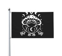 Bandiera Da Giardino Frog With Mushroom Bandiere Decorative Colore Vivido Bandiera Da Cortile Antivento Garden Flag Per Feste Esterno Festival 90X152CM