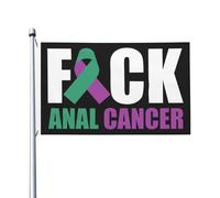 Bandiera Da Giardino Fuck Anal Cancer Awareness Green Purple Ribbon Bandiera Da Cortile Decorazione Bandiera Dell'Individualità Per La Fattoria All'Aperto, Camion, Barca, 90X150cm