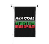 Bandiera da giardino Fuck Israel 28x40 - "Liberate la Palestina, ce ne andremo" (bandiera Save Gaza, bifacciale, senza supporto)