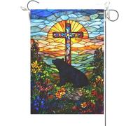 Bandiera Da Giardino Funny Black Bear Easter Religious Christian Garden Flag Durevole Bandiera Verticale Colore Vivido Bandiera Da Cortile Per Esterno Festival Celebrazioni 30X45CM