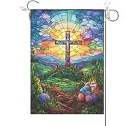 Bandiera Da Giardino Funny Fox Easter Religious Christian Bandiere Decorative Durevole Bandiera Da Cortile Colore Vivido Garden Flag Per Esterno Festival Celebrazioni 30X45CM