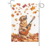 Bandiera Da Giardino Funny Golden Retriever Playing Guitar Welcome Bandiere Decorative Durevole Bandiera Da Cortile Premium Bandiera Verticale Per Esterno Feste Festival 30X45CM