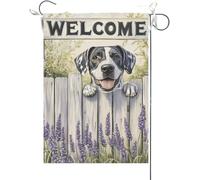Bandiera Da Giardino Funny Great Dane Welcome Lavender Dog Bandiera Verticale Durevole Garden Flag Premium Bandiera Da Cortile Per Esterno Festival Celebrazioni 30X45CM