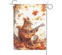 Bandiera Da Giardino Funny Squirrel Welcome Fall Maple Animal Playing Guitar Bandiere Decorative Durevole Bandiera Da Cortile Colore Vivido Garden Flag Per Esterno Festival Celebrazioni 30X45CM