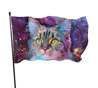 Bandiera da Giardino Gatto Orgoglioso con Bandiera Spaziale Poliestere con 2 Occhielli in Ottone Striscione Bandiera da Giardino a Colori Vivi e a Prova di Sbiadimento Bandiera da Giardino per Esterni