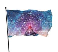 Bandiera da giardino Geometria sacra Space Triplet Flag Poliestere con 2 occhielli in ottone Banner Colori vivaci e a prova di sbiadimento Bandiera da giardino Bandiere per decorazioni per la casa all