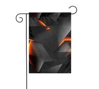 Bandiera da giardino geometrica astratta arancione chiaro nera 12x18 verticale bifacciale per decorazioni da esterno per la casa colonica.