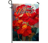 Bandiera da giardino geranio rosso primaverile, bandiera da giardino floreale vibrante, bandiera da giardino, bandiera da cortile in poliestere, decorazione per prato esterno, 30,5 x 45,7 cm