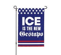 Bandiera da giardino Gestapo Ice 12x18. Il ghiaccio è la bandiera inglese per Gestapo, cartello da giardino, bandiera da casa senza supporto.