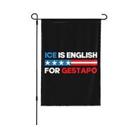 Bandiera da giardino Gestapo Ice 12x18. Il ghiaccio è la parola inglese per Gestapo, cartello da giardino, bandiera da casa senza supporto.