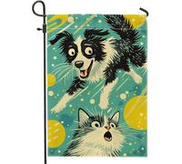 Bandiera da giardino giocosa con cani e gatti, motivo amici animali acquatici, decorazione esterna su entrambi i lati per la decorazione della casa, regalo per gli amanti degli animali stagionali