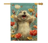 Bandiera da giardino gioiosa primaverile, decorazione floreale luminosa e carina con animali, striscione su entrambi i lati in iuta per prato, decorazione per feste all'aperto 71 x 101 cm