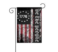 Bandiera da giardino "Giorno dell'Indipendenza Americana 1776, Noi, il Popolo, Forgiato nella Libertà, Uniti nello Scopo", 12x18 pollici, Bandiere da Esterno Bifacciali, Striscioni di Benvenuto, Band
