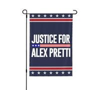 Bandiera da giardino "Giustizia per Alex Pretti" 12x18 cm, con scritta "Ice Out God Bless Pretti", cartello per il giardino/bandiera per la casa, senza asta portabandiera, stampa su entrambi i lati.