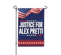 Bandiera da giardino "Giustizia per Alex Pretti" 12x18 cm, con scritta "Ice Out God Bless Pretti", cartello per il giardino/bandiera per la casa, senza asta portabandiera, stampa su entrambi i lati.