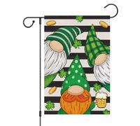 Bandiera Da Giardino Gnome St Patricks Day Green Shamrock Welcome Bandiere Decorative Colore Vivido Garden Flag Verticale Bandiera Da Cortile Per Celebrazioni Feste Festival 30X45CM
