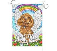 Bandiera Da Giardino God Bless Our Home Cocker Spaniel Stained Glass Rainbow Bridge Dog Christianty Home Memorial Bandiera Verticale Durevole Garden Flag Bandiera Da Cortile Per 30X45CM