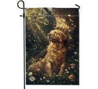 Bandiera da giardino Golden Retriever, decorazione per esterni con cani della foresta autunnale, striscione su entrambi i lati per la casa, regalo per gli amanti degli animali, decorazione autunnale