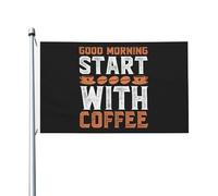 Bandiera Da Giardino Good Morning Start With Coffee Garden Flag Impermeabile Bandiera Da Cortile Antivento Bandiere Decorative Per 90X152CM